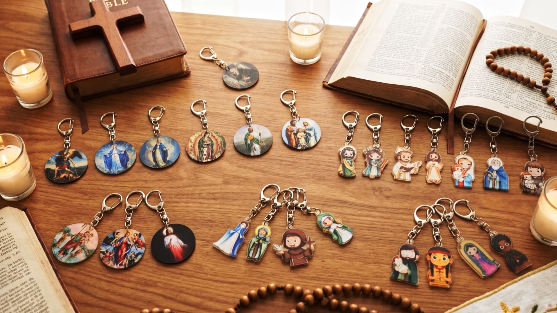 Landical Catholic Gifts Catholic Saints Keychain Acrylic Christian