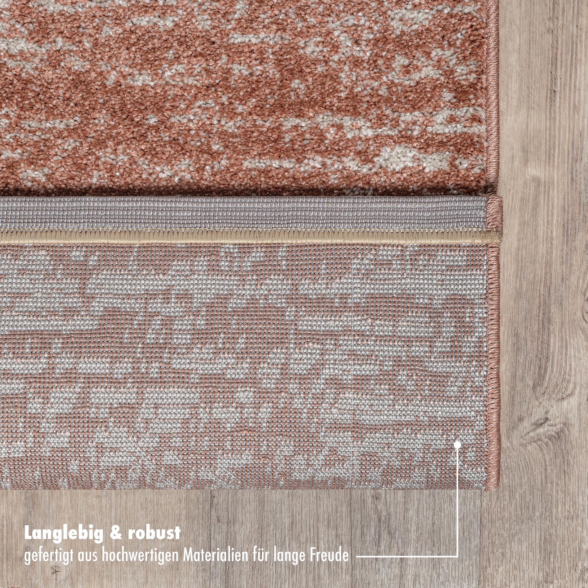 Impression London Teppich 120x170 cm Terra, Moderner Kurzflor Teppich im Abstract Design, Weich und Pflegeleicht für Wohnzimmer, Schlafzimmer, Esszimmer, Flur und Homeoffice