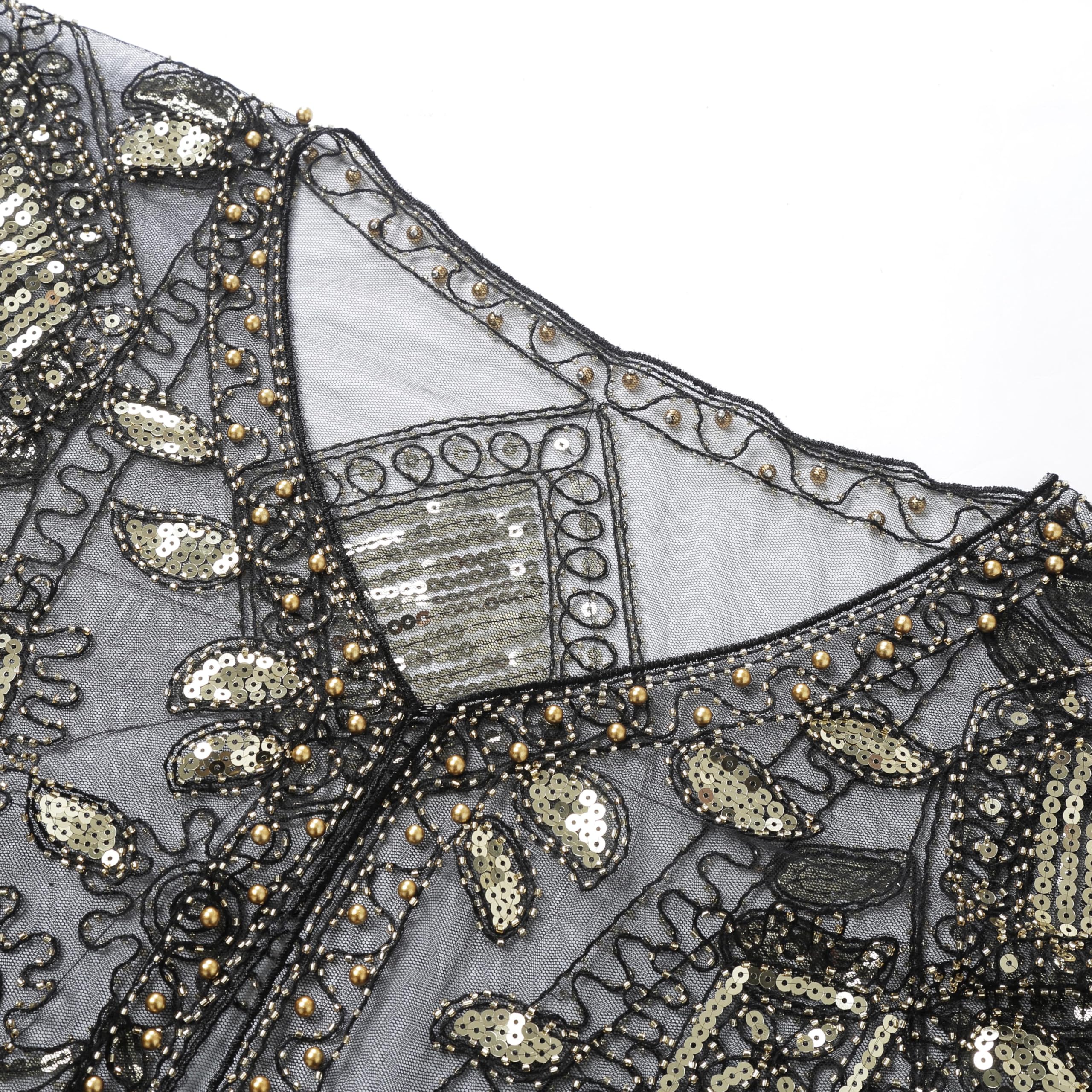 1920s Stola Damen Pailletten Umschlagtücher für Abendkleid Retro Stola Frauen Gatsby Party Schal Kostüm Accessoires Flapper Abdeckung