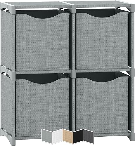 Juego de organizadores de almacenamiento de 4 cubos Incluye cuatro cubos de almacenamiento de 11 pulgadas Estantes de almacenamiento de tela para