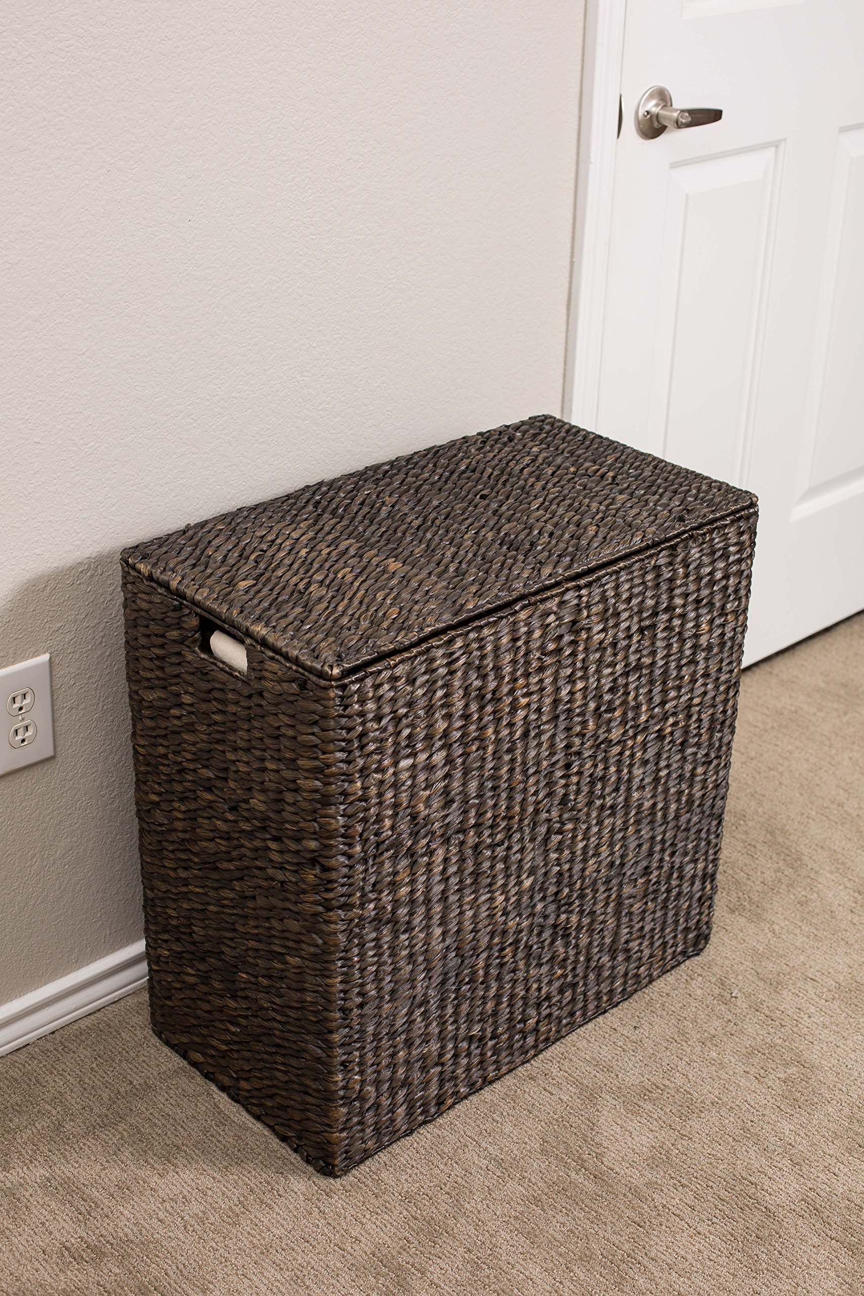 BIRDROCK HOME Double Laundry Hamper with Lid and Divided Interior