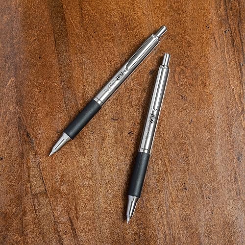 Miniatura 3 de Zebra Pen G-402 Bolígrafo de gel retráctil, barril de acero inoxidable, punta fina, 0.020 in, tinta negra, paquete de 2