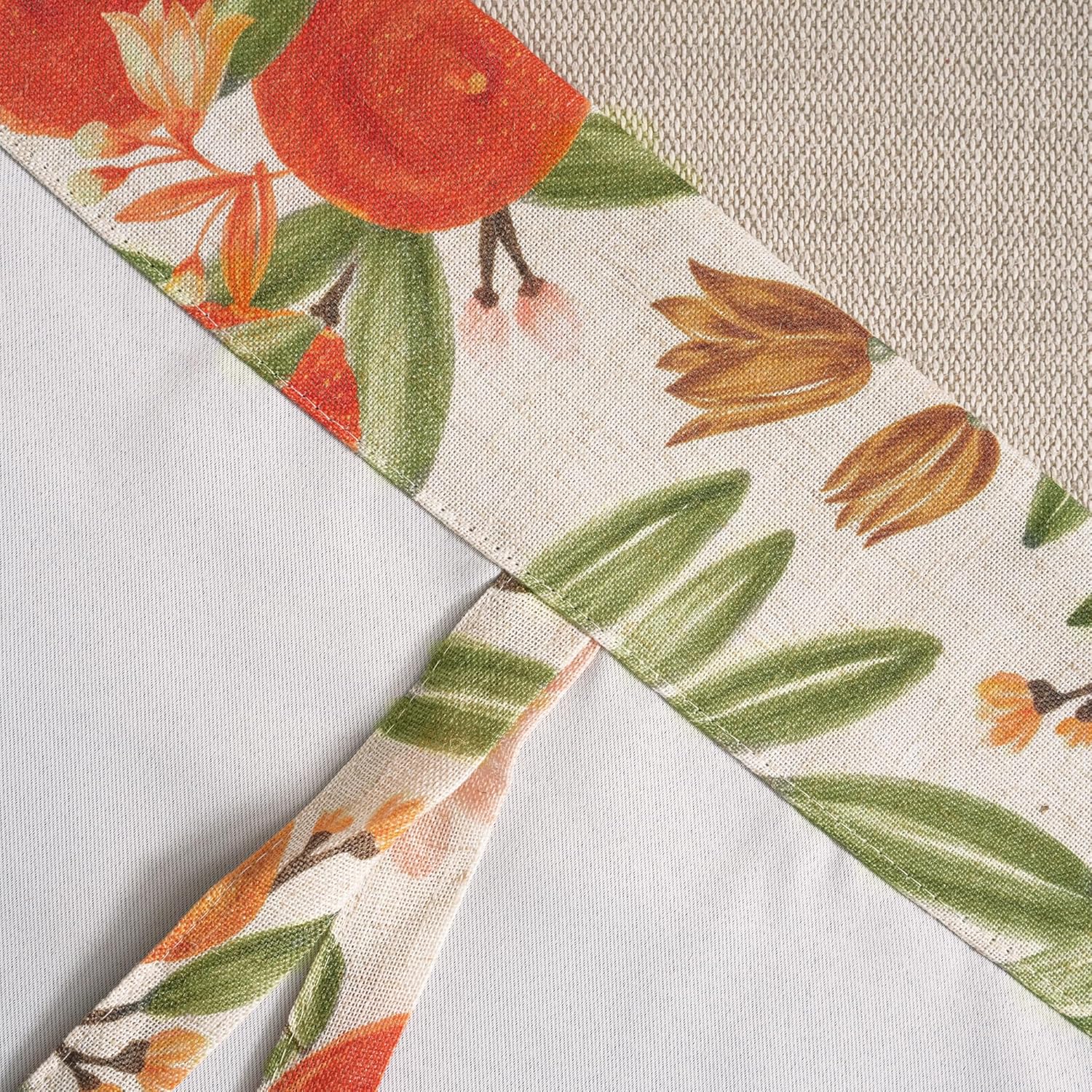 DriftAway Orange Harvest Double Layer Linen Blackout Tie Up Curtains Thermal Insulated Lined Balloon Roman Shade for Bathroom Cafe Autumn Fall Printed Vintage 31 Inch by 47 Inch Orange Coral Gold