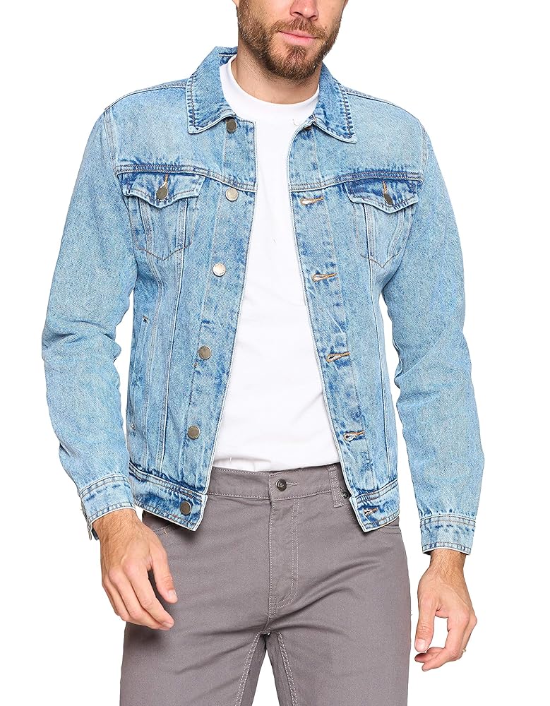 Red Label Mens Premium Casual Faded Denim Jean Button Up