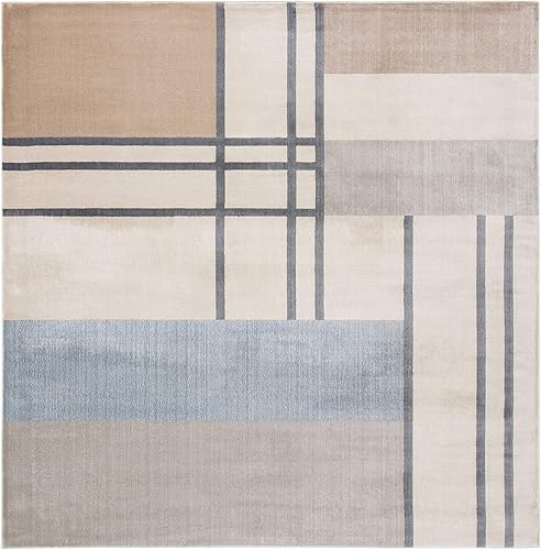 Vista 24 de SAFAVIEH Orwell Collection - Alfombra de área de 10 x 14 pies, marfil y gris pardo, diseño abstracto moderno de mediados de siglo, no desprende