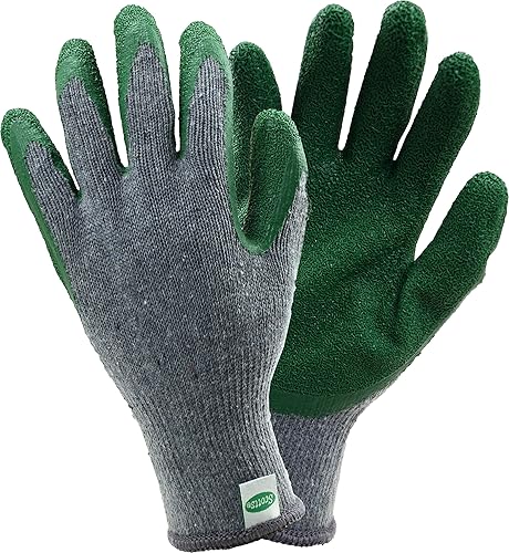 Scotts - Guantes de trabajo para hombre, con revestimiento de látex, sin costuras, resistentes a la abrasión, muñeca de punto elástico, excelente