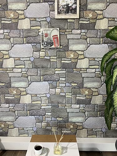 Miniatura 3 de Dundee Deco Paneles de pared 3D  Revestimiento, paneles de pared gris peltre rubio aspecto piedra, revestimiento de espuma de poliestireno para