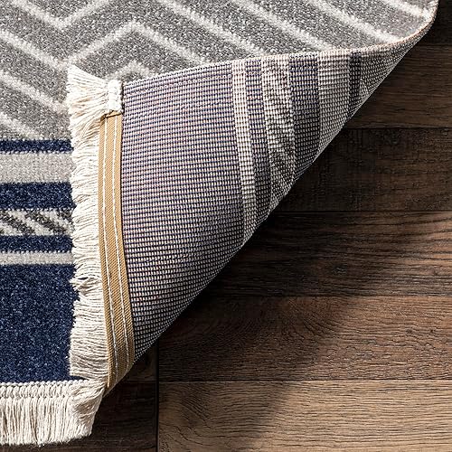 Miniatura 3 de nuLOOM Ivey - Alfombra moderna a rayas para interiores y exteriores, 5 x 8 pies, color azul