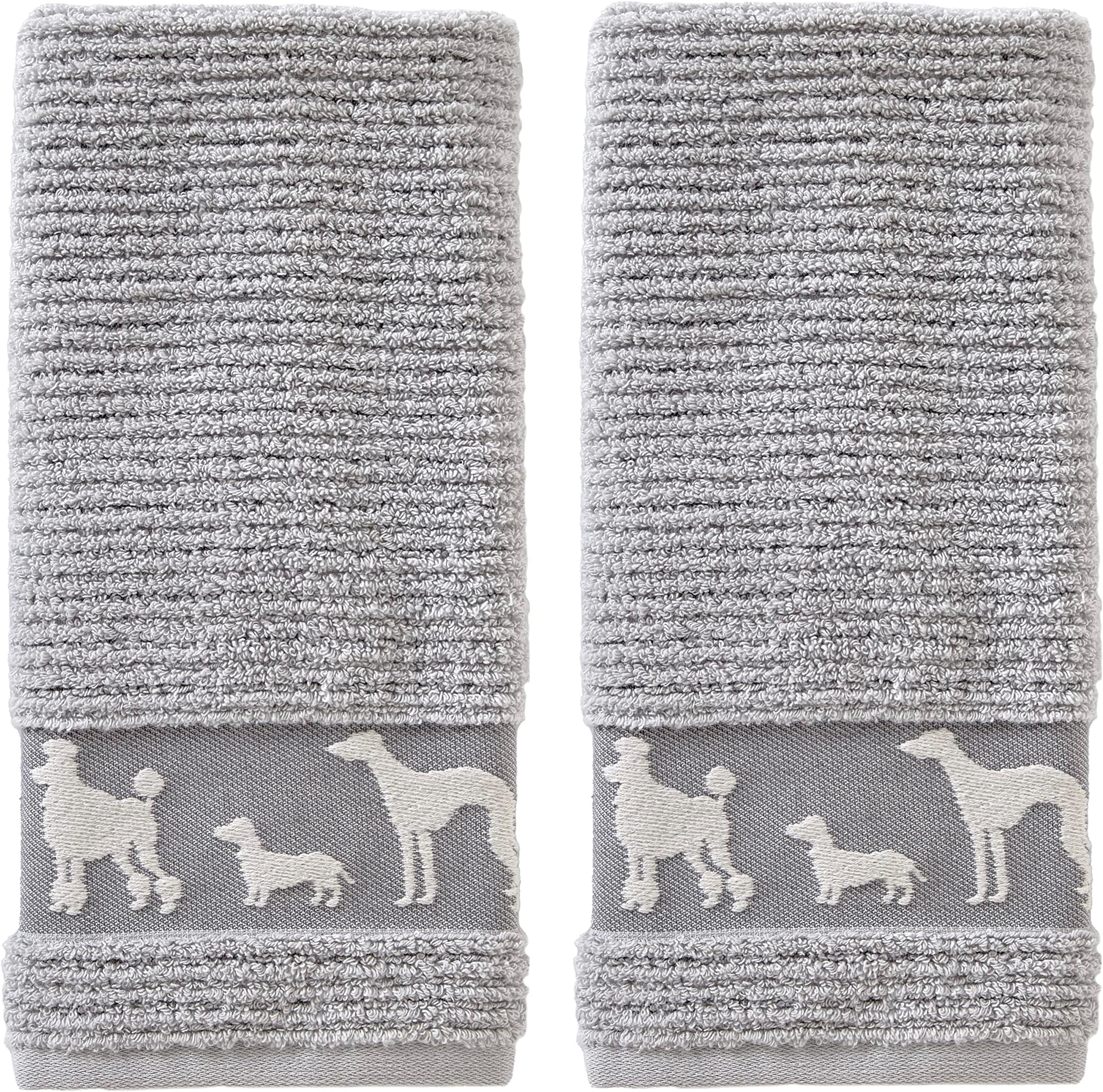 SKL Home Vern Yip Dog Daze Hand Towel Set, Gray 2 Count