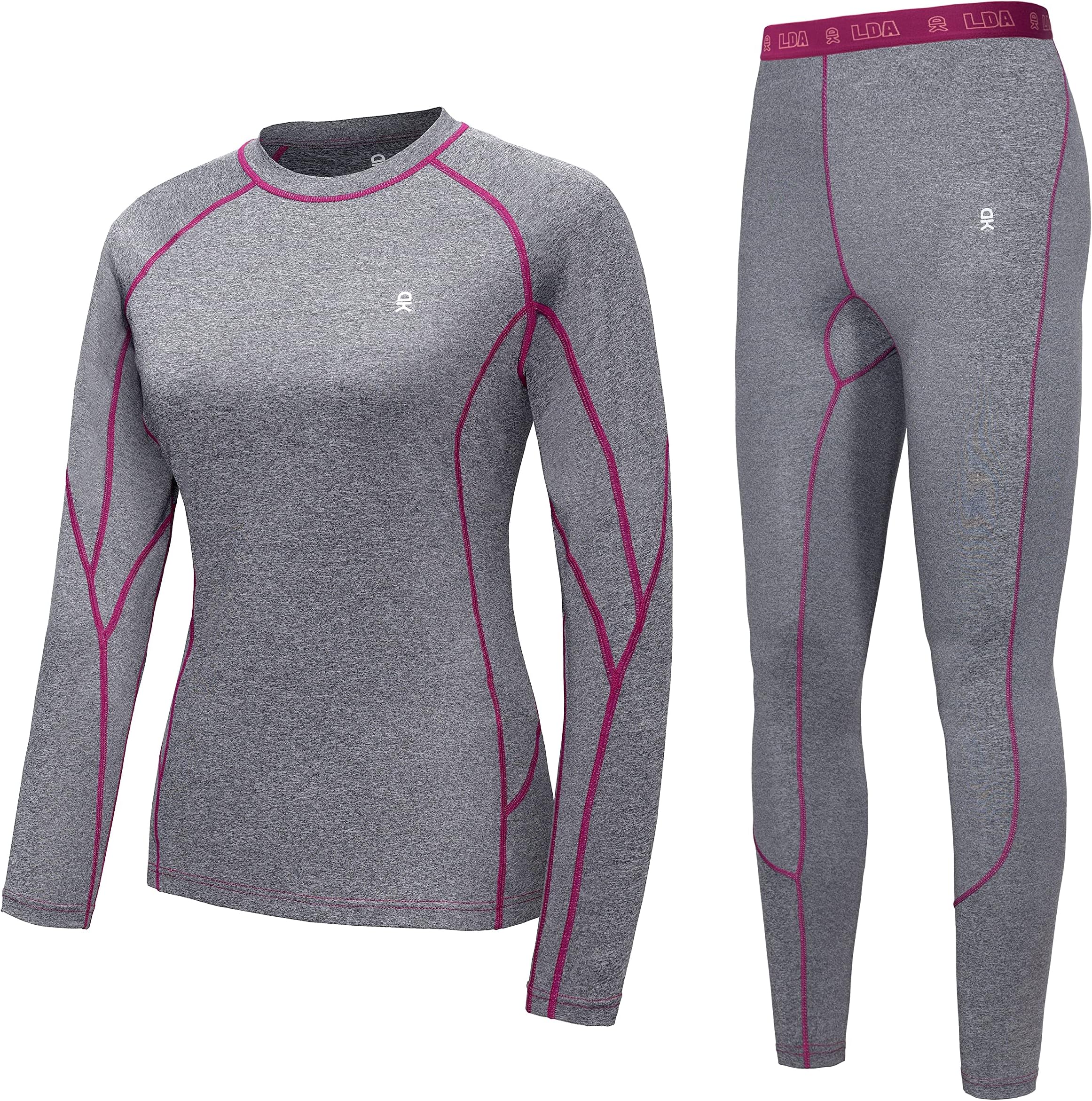 Little Donkey AndyWomen's Thermal Underwear Sets Lightweight Warm Base Layers Quick Dry Wicking Top and Bottom for Winter