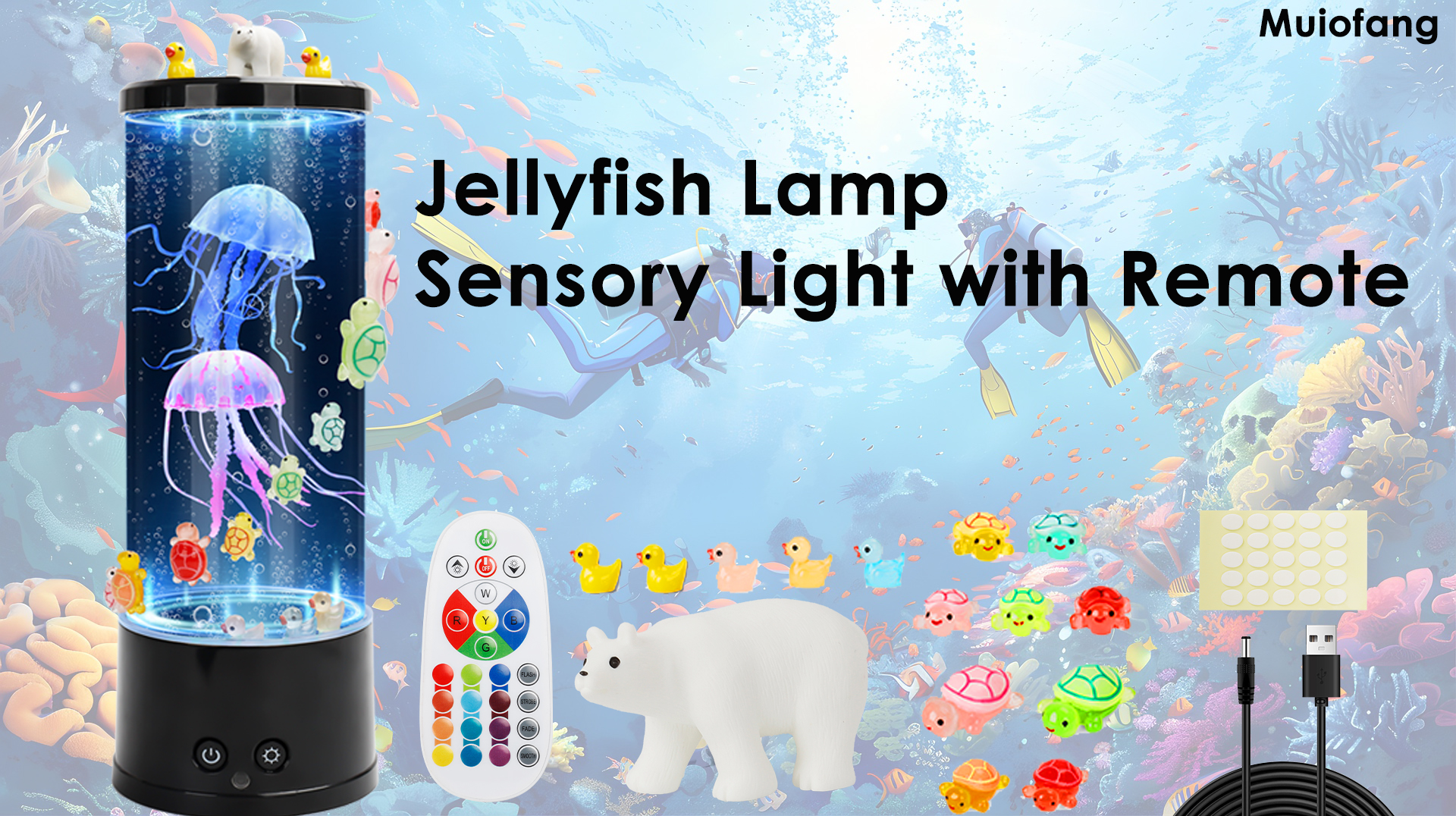 Jellyfish Lamp with Remote, 12 Inch Color Changing Bubble Tube
