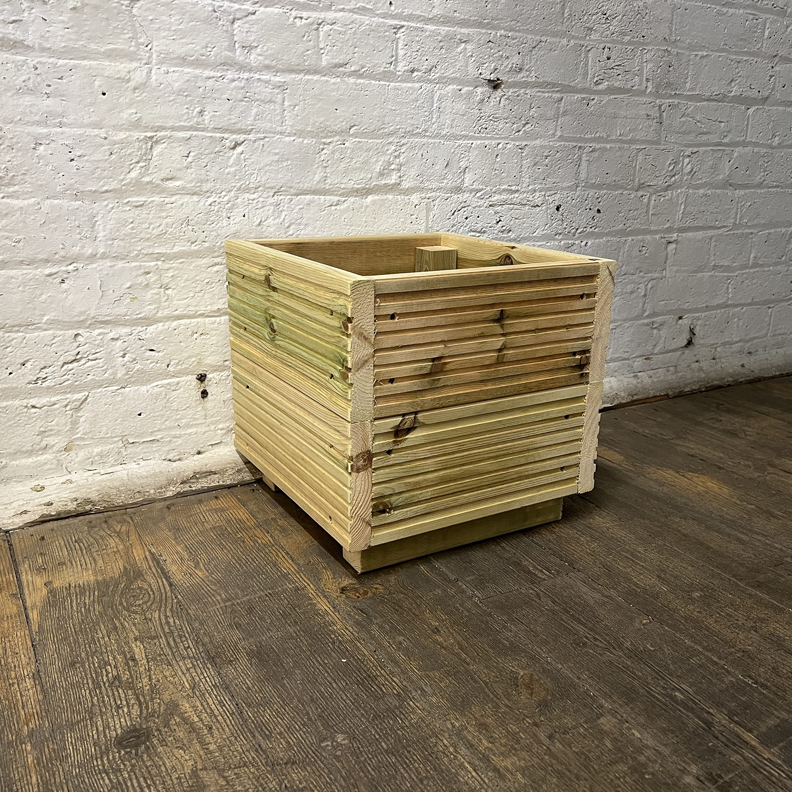 Cutncraft Designs Small Square Planter 35X35cm Small Square Wooden Decking Patio Planter Trough Herb Box - 35X35cm