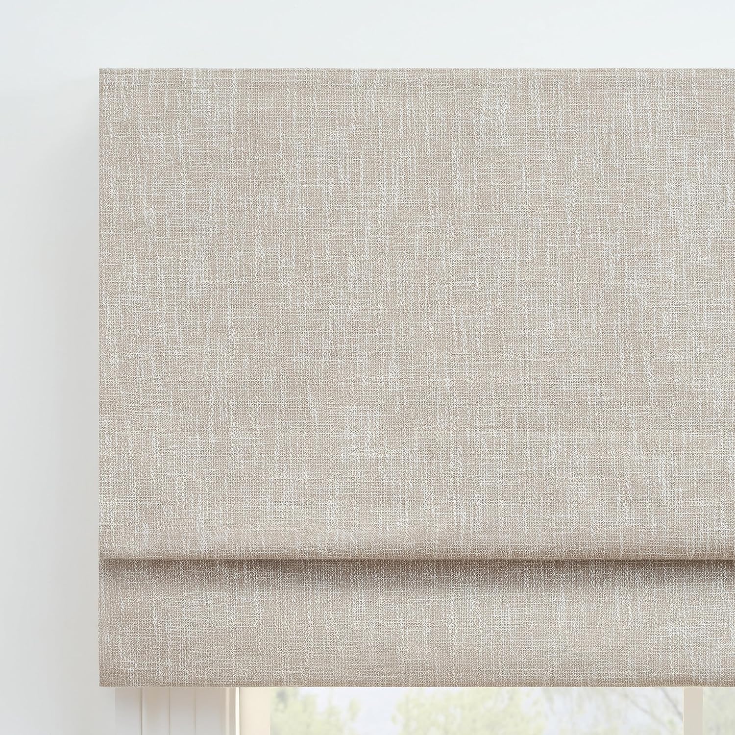 Eclipse Drew Roman Shades for Windows, Cordless 100% Blackout Shades, 23 in Wide x 64 in Long, Noise Reducing, Energy Efficient and Textured Solid Window Shades for Living Room, Bedroom, Linen
