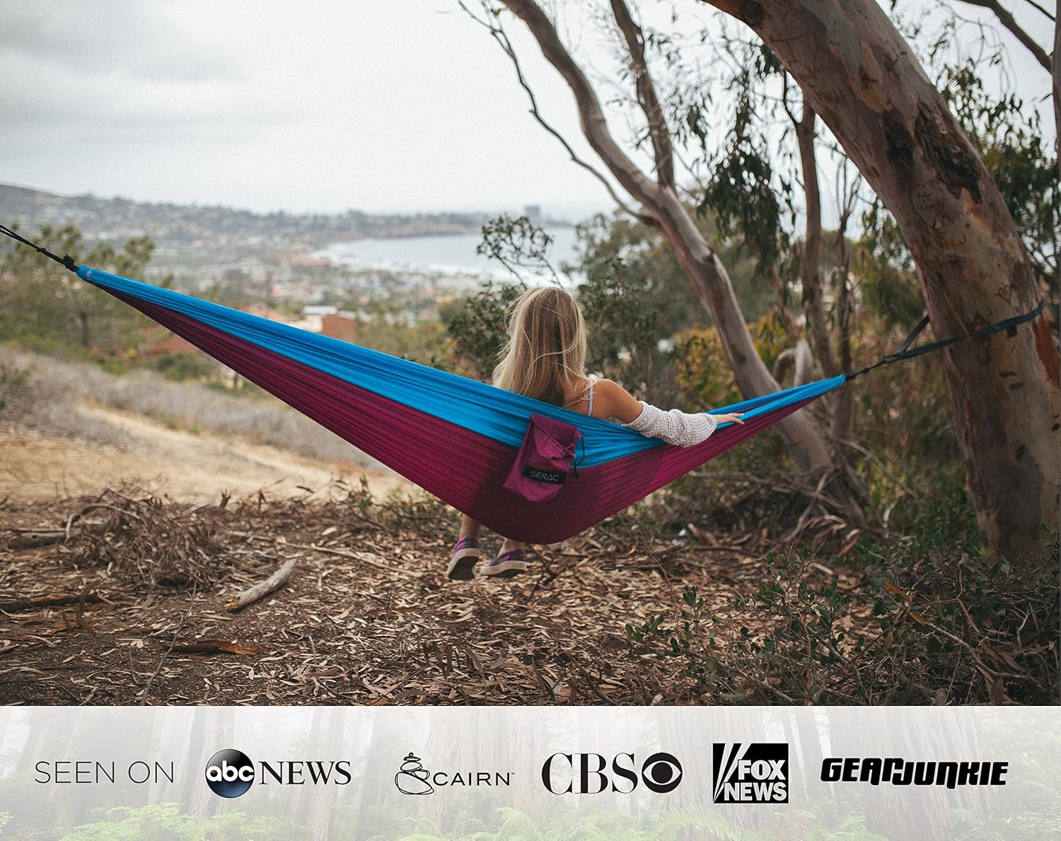 Serac [Durable Hammock & Strap Bundle] Classic Portable Single Camping Hammock with Suspension System - Perfect for The Backpack, Travel and Camping