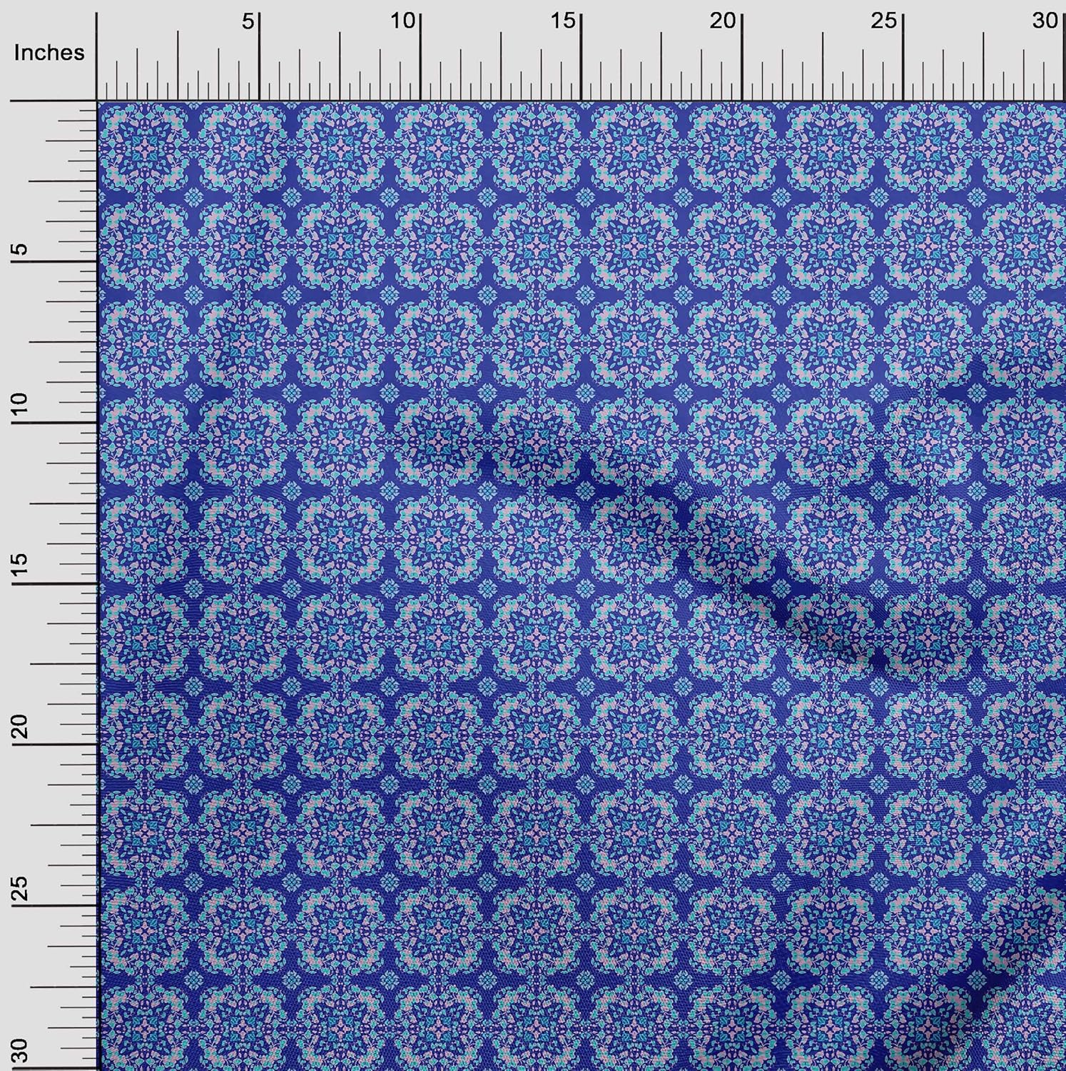 oneOone Cotton Jersey Blue Fabric Arabic Moroccan Quilting Supplies Print Sewing Fabric by The Yard 58 Inch Wide