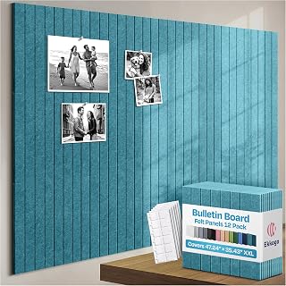 X-Large Cork Board Alternative 12-Pack Felt Bulletin Board Thick and Decorative Pin Board for Home Office Walls 47.24 x 35.43 Inches with 72 Adhesive Tabs - [Light Turquoise]