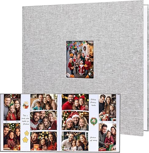 Miniatura 13 de Álbum de fotos de 4 x 6 pulgadas, 240 fotos con espacio de escritura, cubierta de cuero con ventana frontal, 240 fotos de 4 x 6 pulgadas, álbum