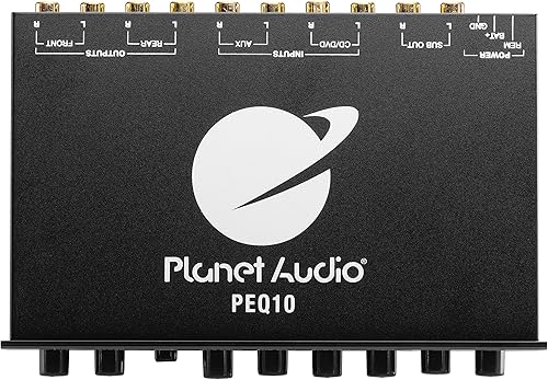 Vista 3 de Ecualizador de coche Planet Audio PEQ10 - 4 bandas, preamplificador, medio DIN, salida de subwoofer con filtro ajustable, bandas fijas, control