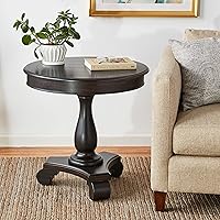 Vista 2 de Roundhill Furniture Rene - Mesa auxiliar redonda con pedestal, color negro