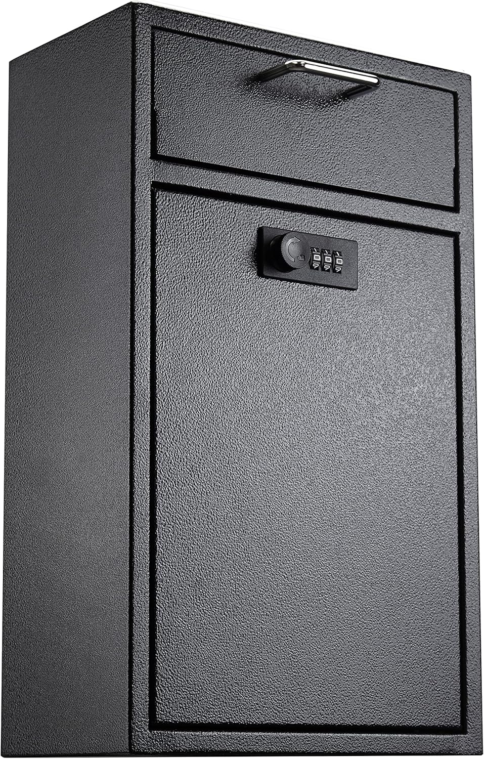 Locking Wall Mailbox Drop Safe for Business - 1.2mm Heavy Duty Lock Box with Code - Vertical Tamper Proof Lock Box for Night Key, Deposit Collection, Cash (8.6'' x 4.75'' x 14.25'')