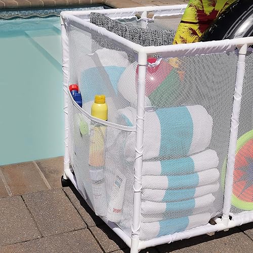 Miniatura 7 de Soporte para fideos de piscina, juguetes, pelotas y flotadores, organizador de almacenamiento de malla, altura para niños, grande, (25 pulgadas de