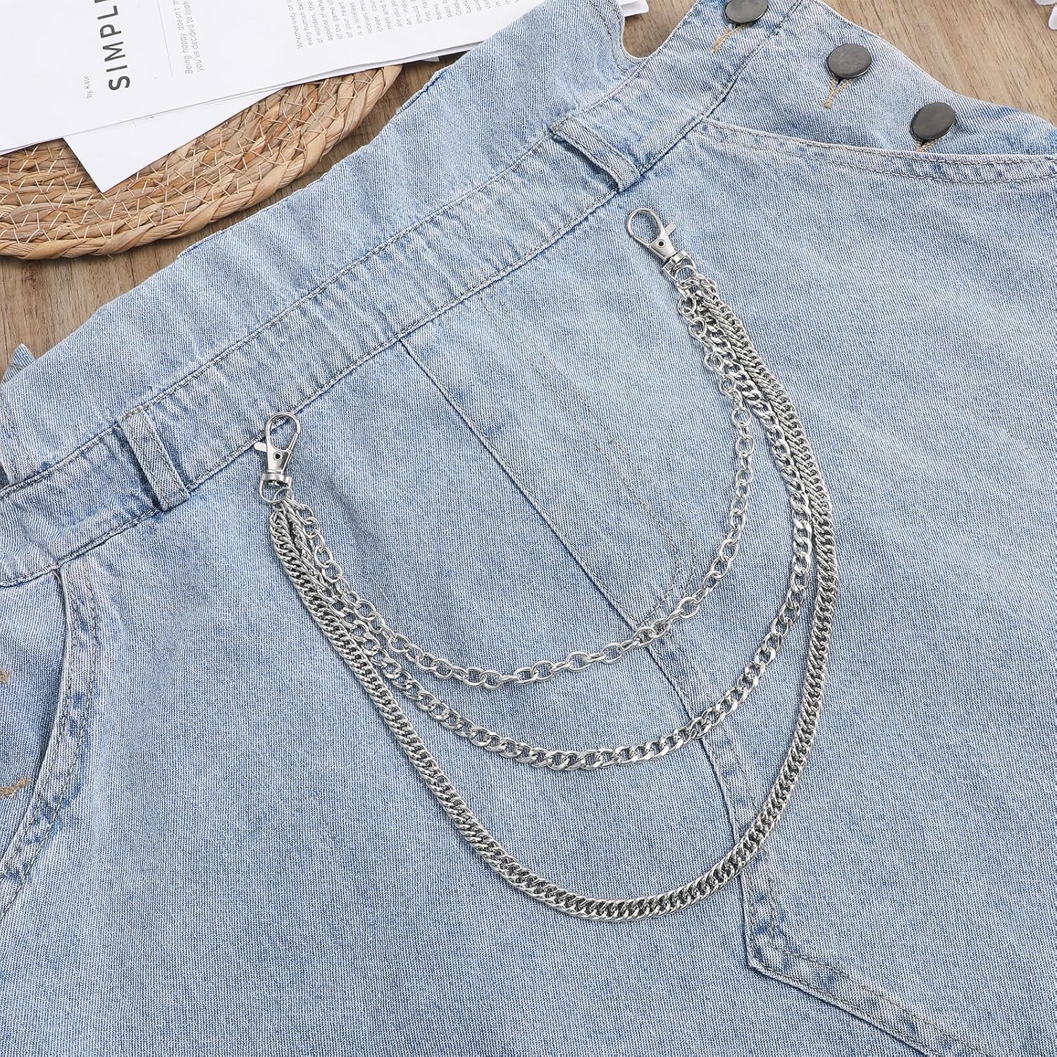 Wallet Chain Punk Trousers Pants Chains Halloween Costumes Pocket Chain Stainless Steel Jeans Chains Belt Chain Jeans Chain for Key Wallet Hip-Hop Fashion Chain (Silver) - Image 4