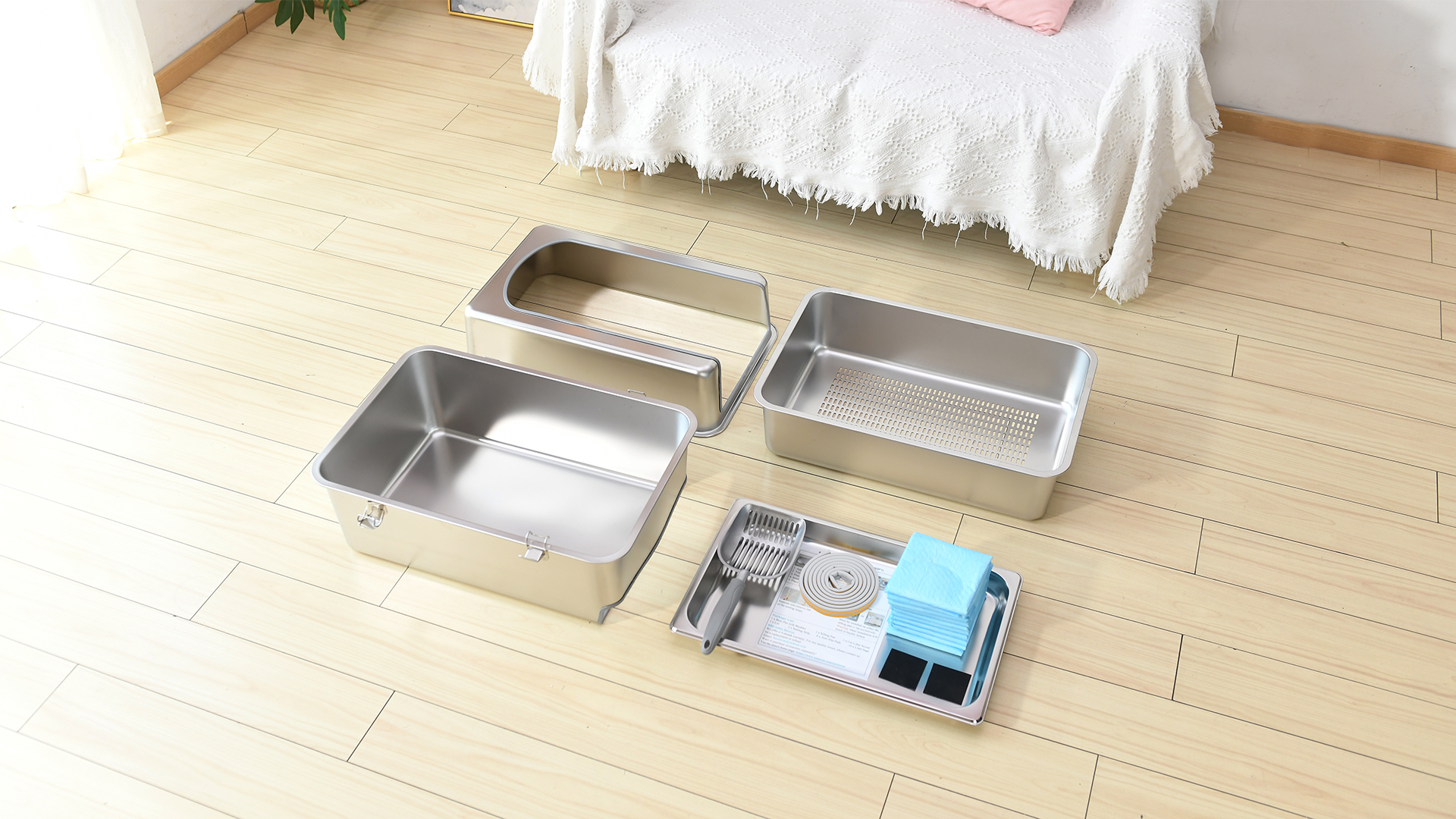 8" Sifting Pull-Out Cat Litter Box with Lid for Pine Pellets - image 7