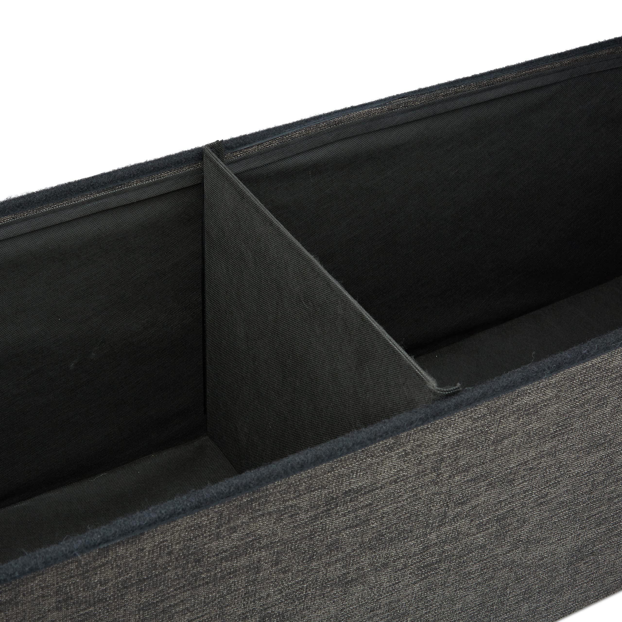 Relaxdays Panca Pieghevole con Schienale, Coperchio, Contenitore, Imbottita, Lino, Marrone, HxLxP: 73 x 114 x 38 cm
