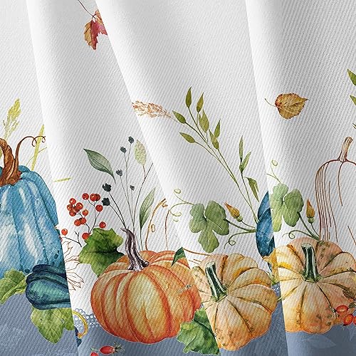 Miniatura 5 de Yighty Mantel redondo de otoño, Acción de Gracias, calabaza, girasol, hoja de arce, poliéster, impermeable, resistente a las arrugas, mantel