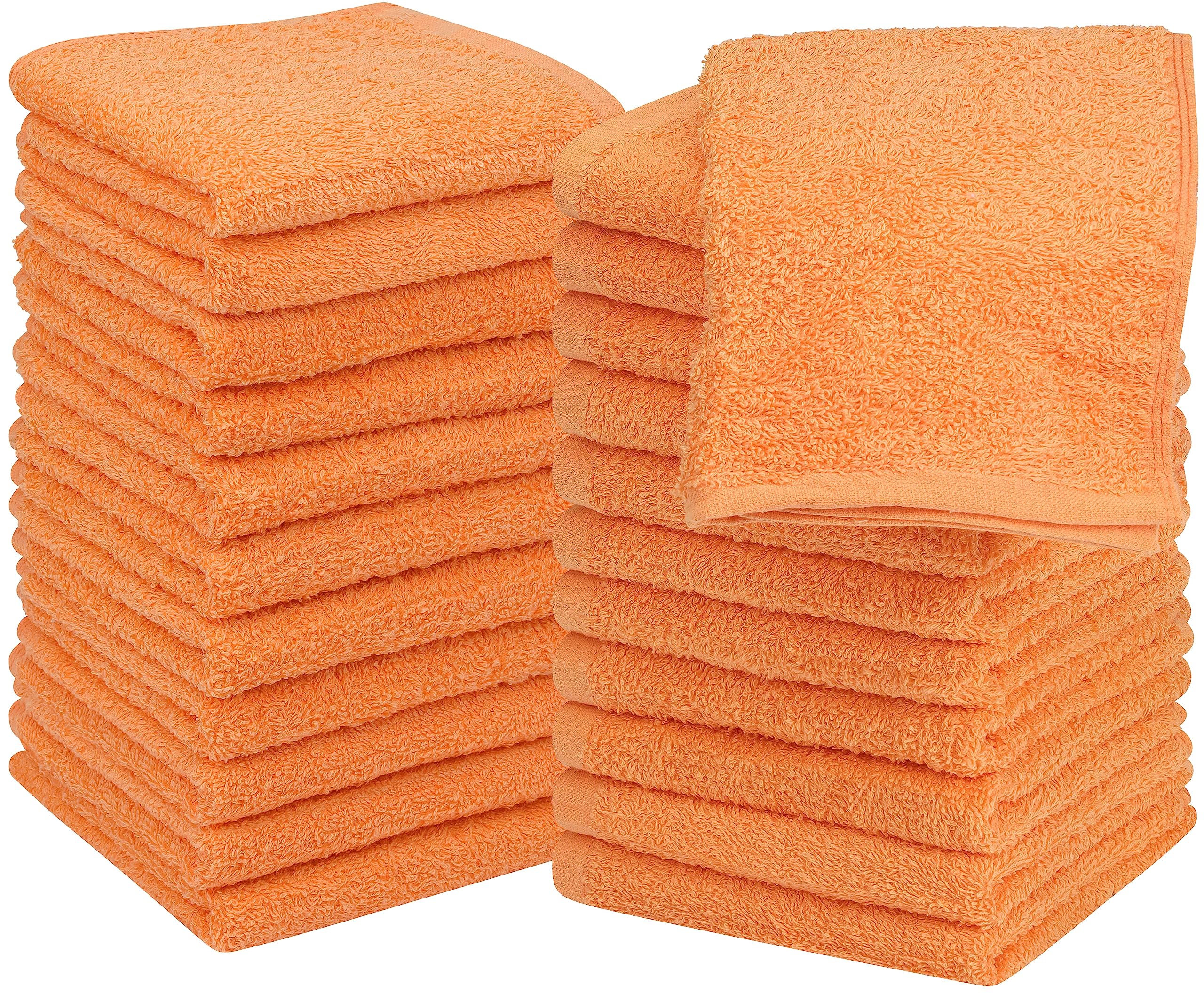 Utopia Towels 24 Pack Cotton Washcloths Set, 100% Ring Spun Cotton, Premium Quality Flannel Face Cloths, Highly Absorbent and Soft Feel Fingertip Towels, White: Utopia Towels 24 Pack Cotton Washcloths Set, 100% Ring Spun Cotton, Premium Quality Flannel Face Cloths, Highly Absorbent and Soft Feel Fingertip Towels, Peach