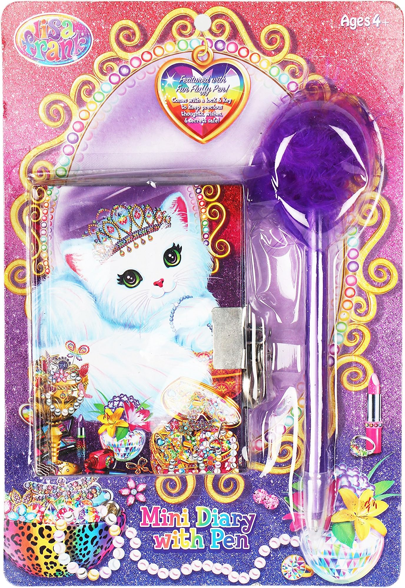 Lisa Frank Mini Purple Diary with Special Purple Pen for Girls