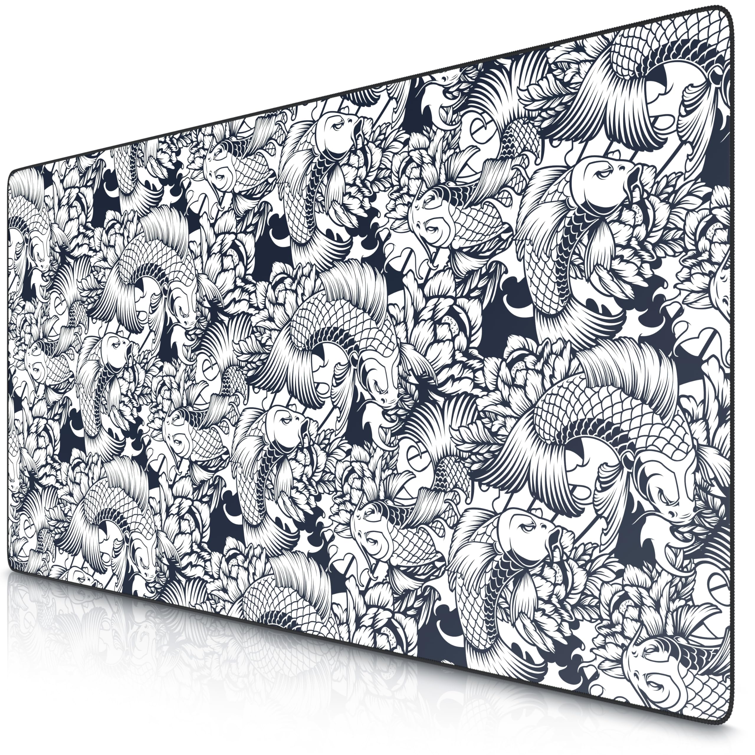 TITANWOLF – Alfombrilla Gaming XXL para ratón 1200x600 – Mouse Pad - Precisión y Velocidad - Parte Inferior de Goma para una sujeción Estable - Antideslizante, Resistente al Agua – Motivo Koi Tattoo
