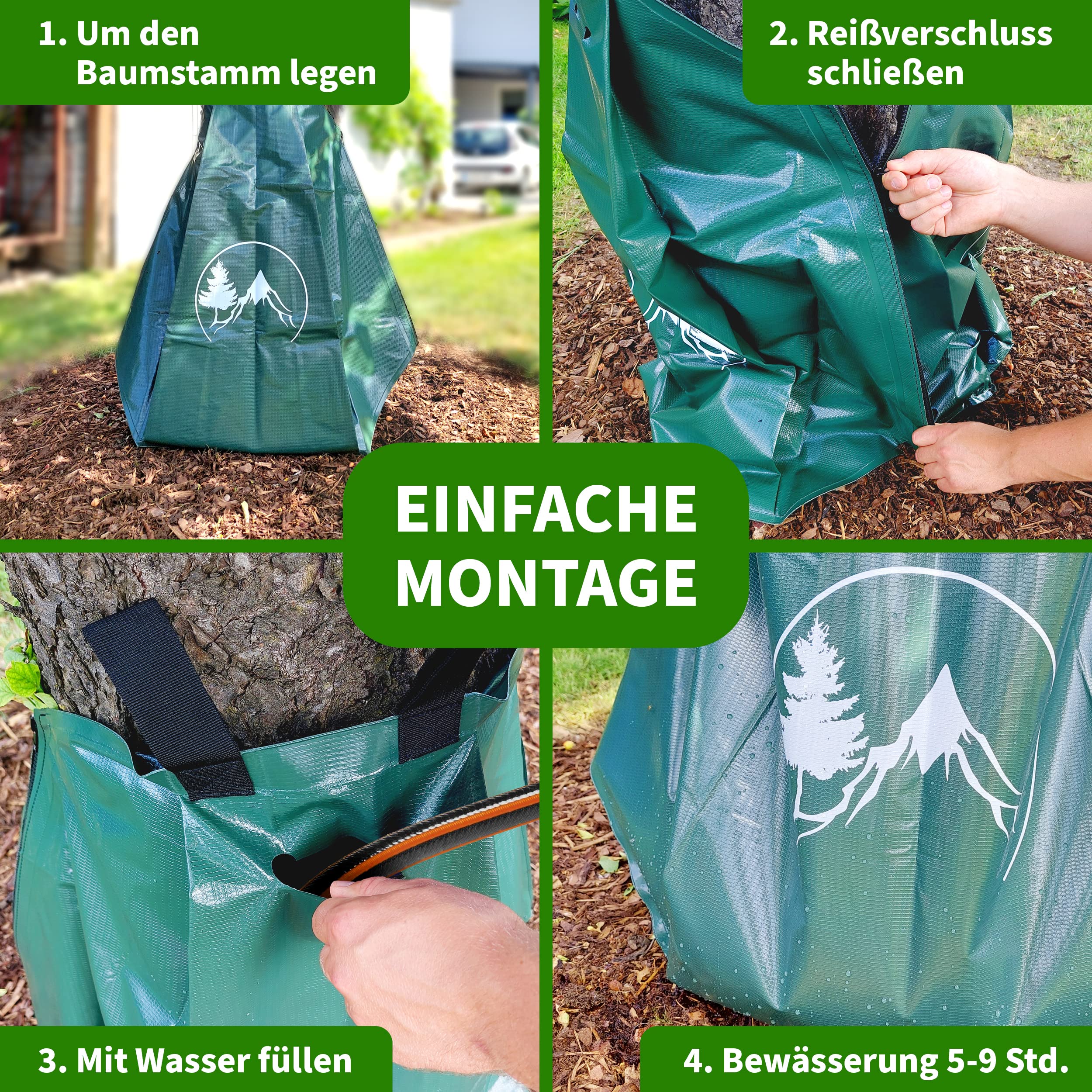 TTL Garden - Set di 5 sacchetti per irrigazione a goccia, 100 l, per alberi, 400 g/m², in PVC robusto e resistente ai raggi UV