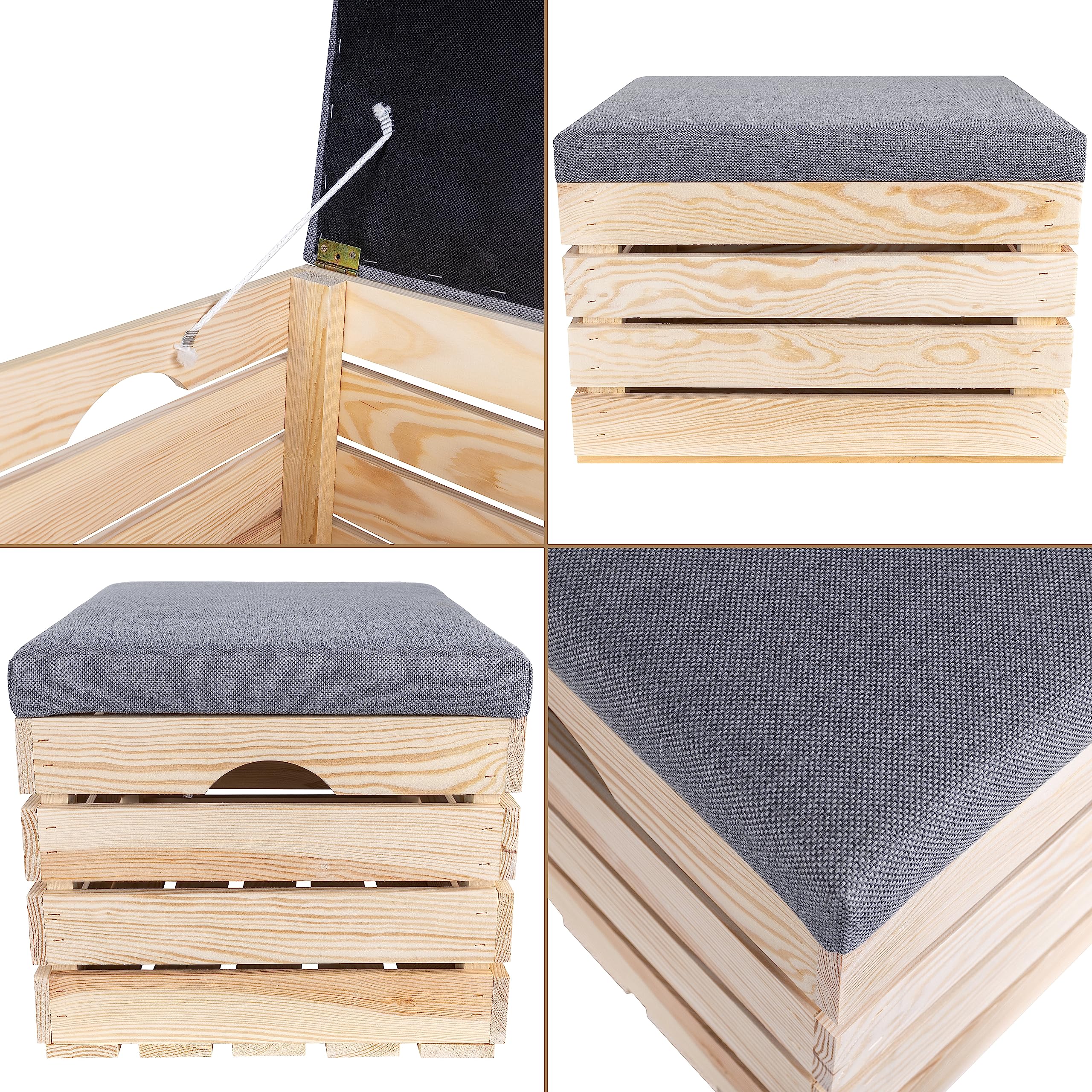 Creative Deco Coffre de Rangement en Bois Brut | 50 x 40 x 35 cm