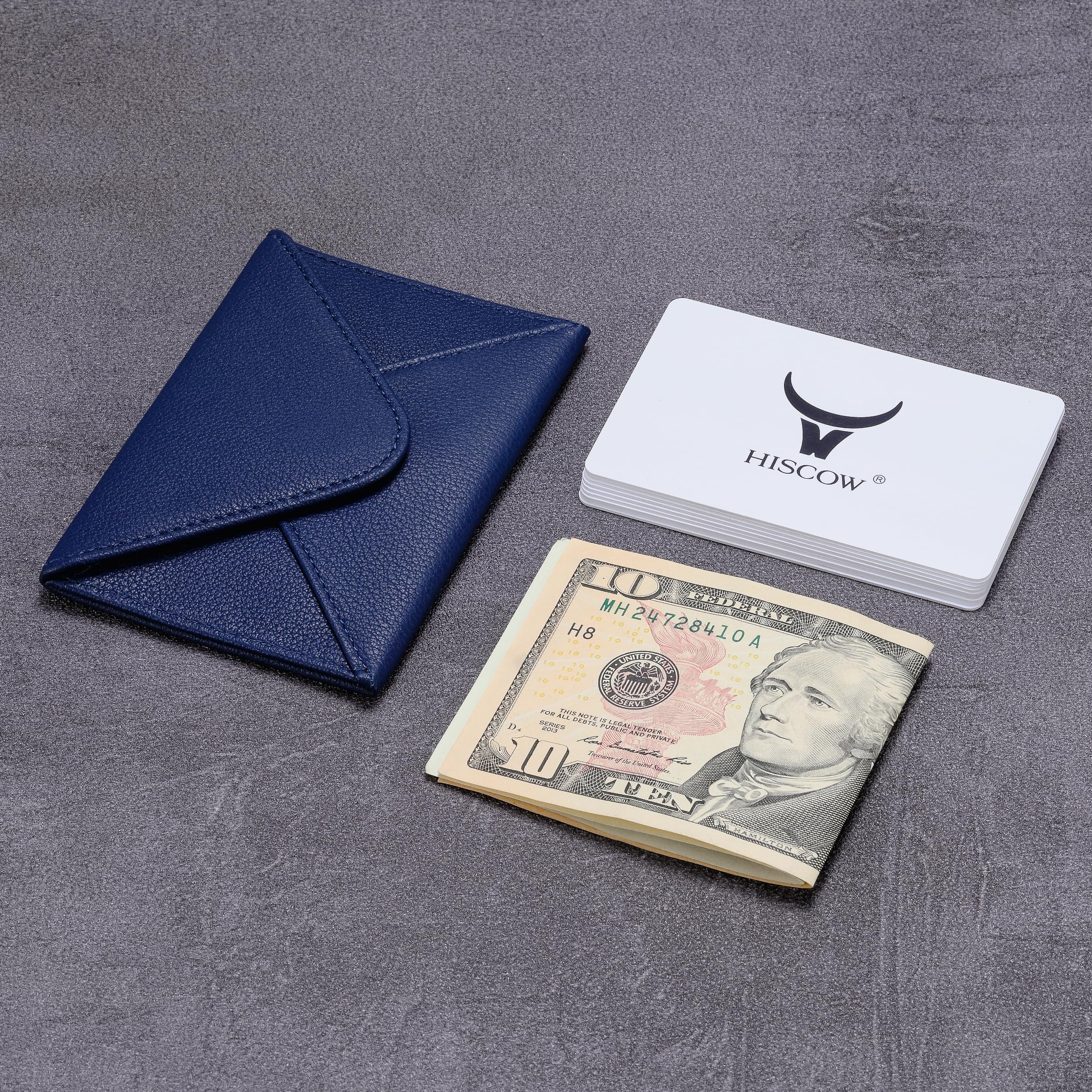 HISCOW - Funda para Tarjetas de Visita con Cierre magnético, Piel de Becerro Italiana