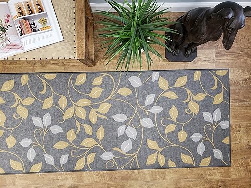 Miniatura 8 de Maxy Home, tapetes pequeños, diseño de flores, de caucho, colección Hamam, Floral1, Sintético, marrón, marfil, verde