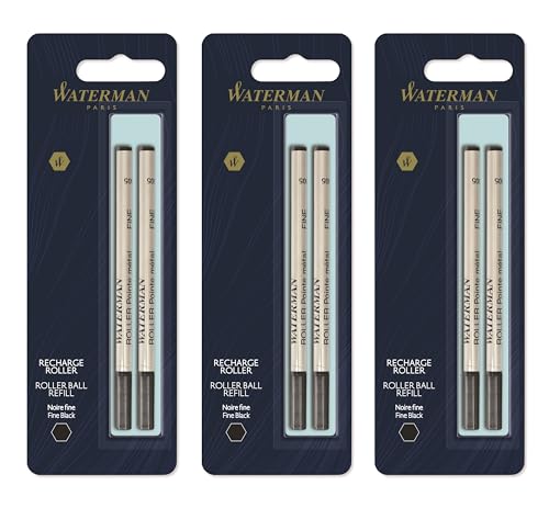 Waterman: Boite de 12 Recharges Roller Noire - Taille Fine