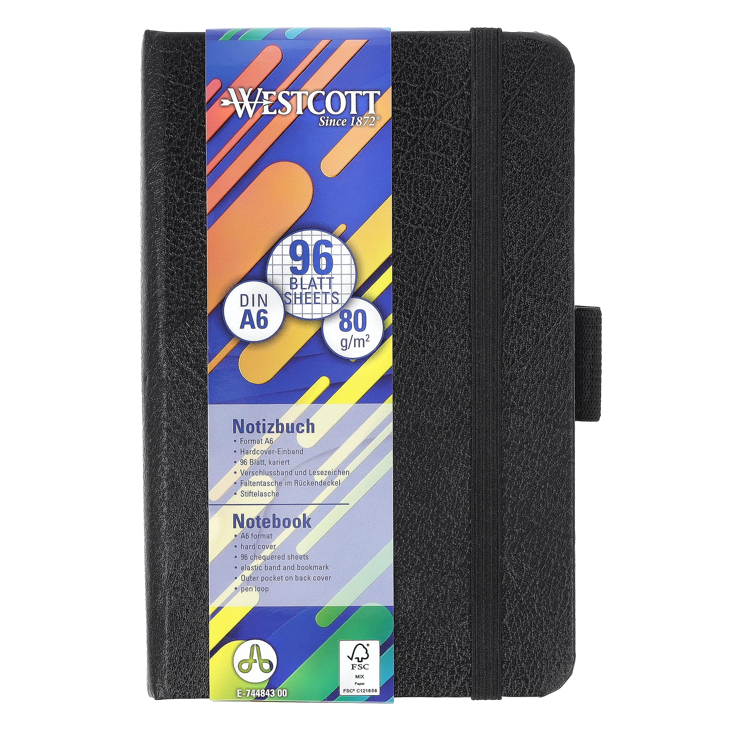 Westcott Taccuino A6 Quadrato Copertina Rigida 192 Pagine Carta FSC 80 g/m²