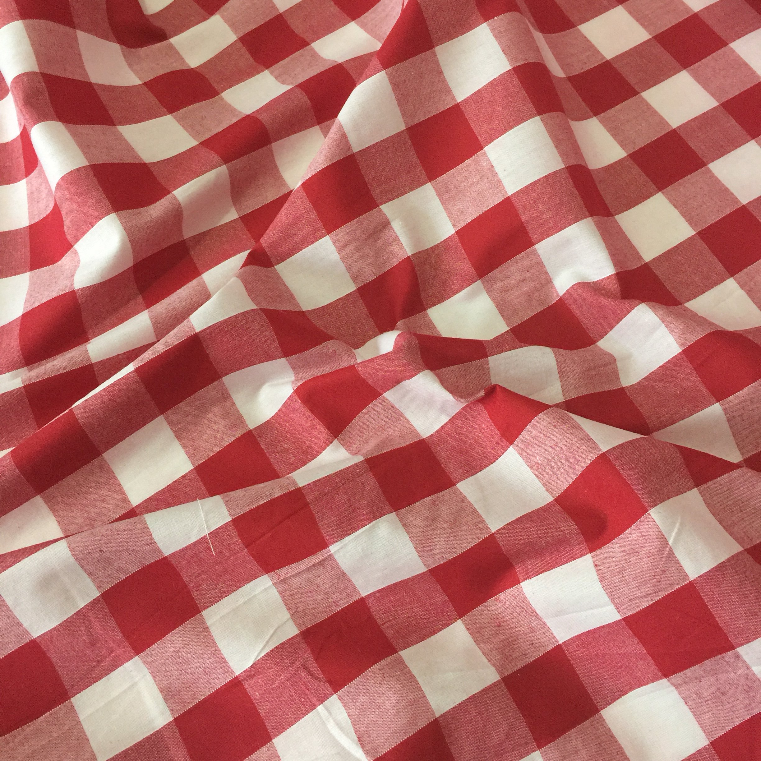Discover Lifestyle & Fashion Fabrics Red Gingham Fabric Polyester And Cotton 1" Check - 45" Wide – Sold By The Metre