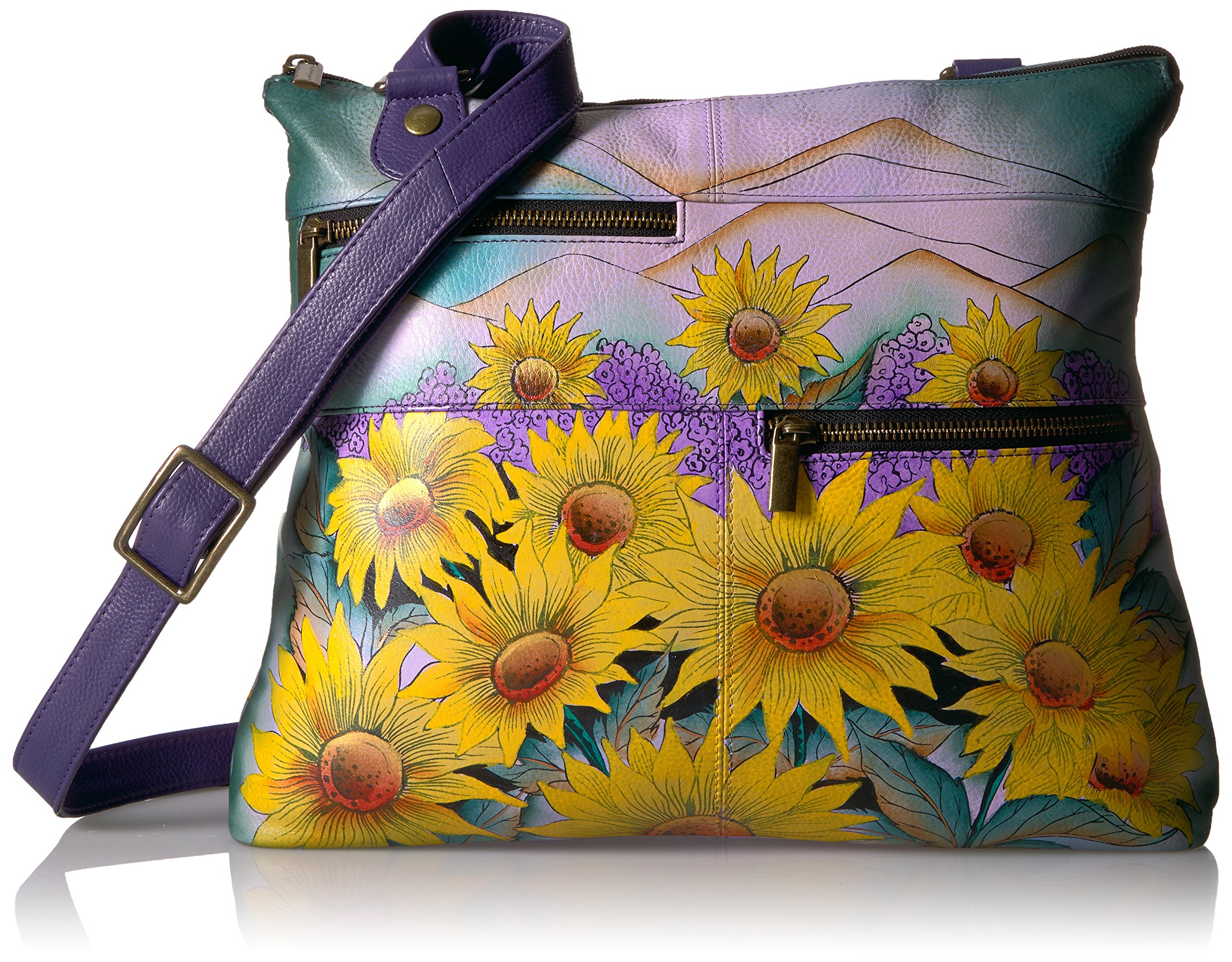 Anna by Anuschka Women's Genuine Leather Large Cross-Body Handbag | Zip-Top Multi-Compartment Organizer