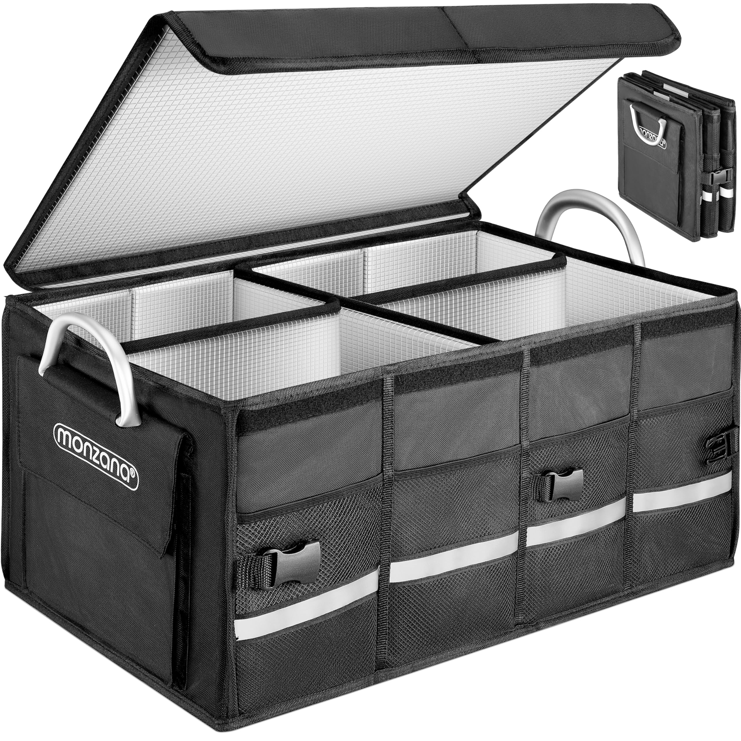 Monzana® Organizador coche Bolsa para maletero 68L Cesta Almacenamiento Caja Plegable con Aislante Negro