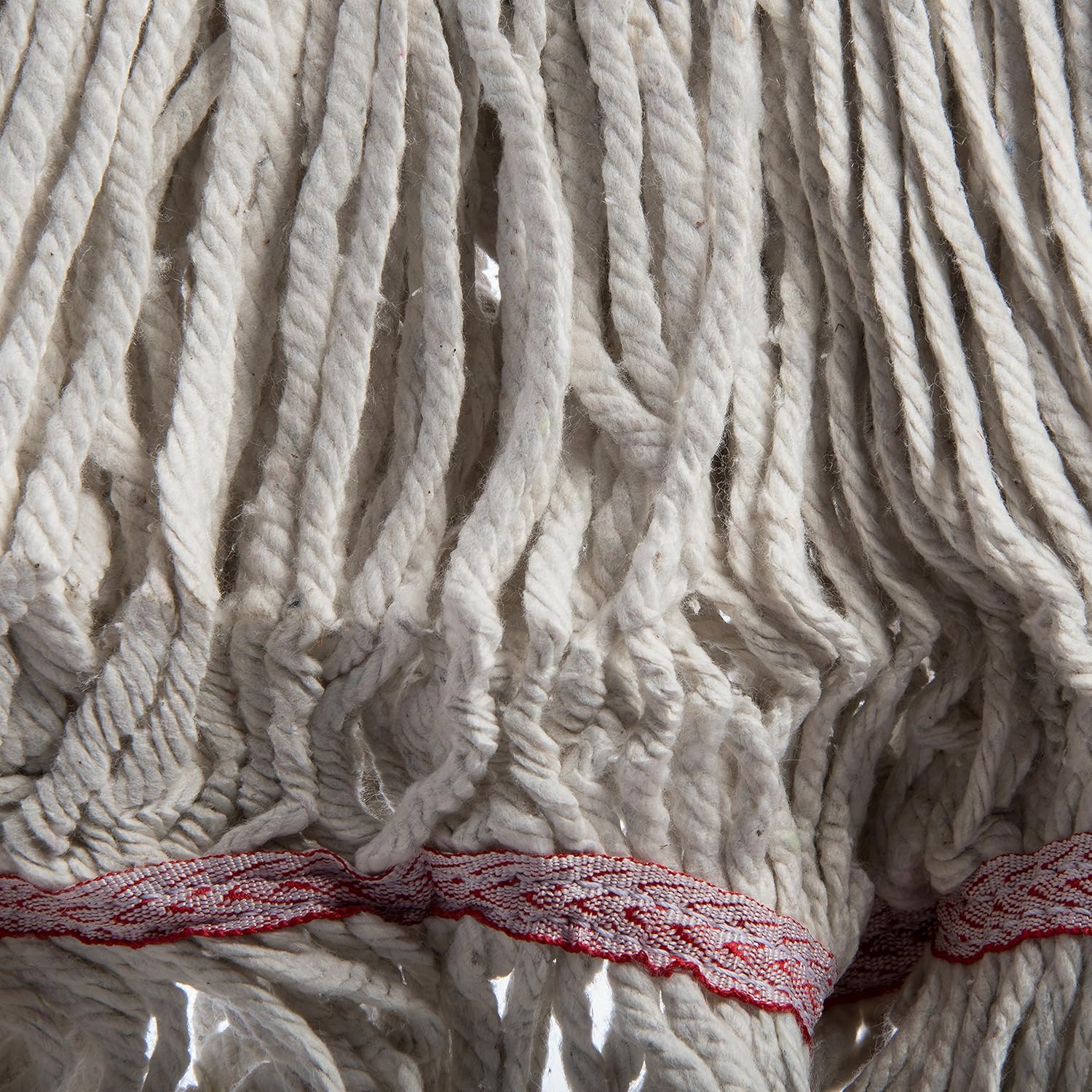 SPARTA 369552B00 Cotton Mop Head, Loop-Ended, 5 Inch Color-Coded Red Headhand for Organized Cleaning, Large - 43 Inches Long, White with Red Band, (Pack of 12)