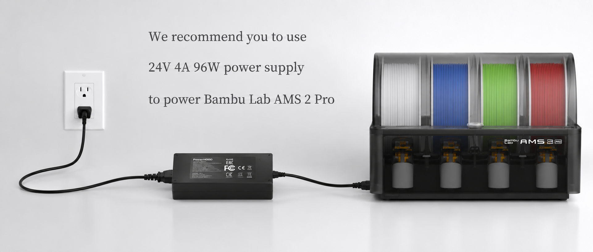 Amazon.com: PowerHOOD 24V 4A AC/DC Adapter Compatible with Bambu