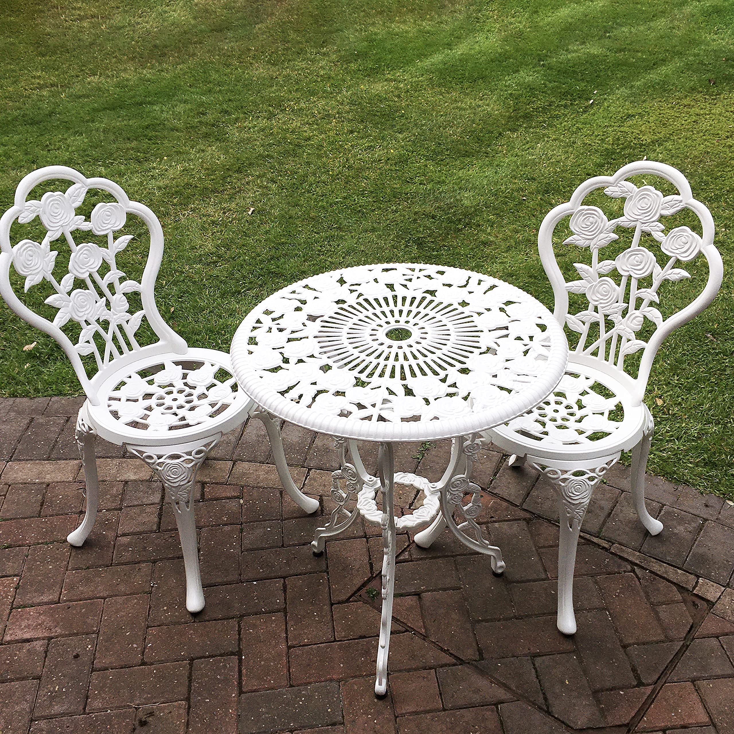Lazy Susan London Rose Ensemble de Meubles de Jardin Rond 2 Places 60 cm Aluminium résistant aux intempéries Finition Blanche