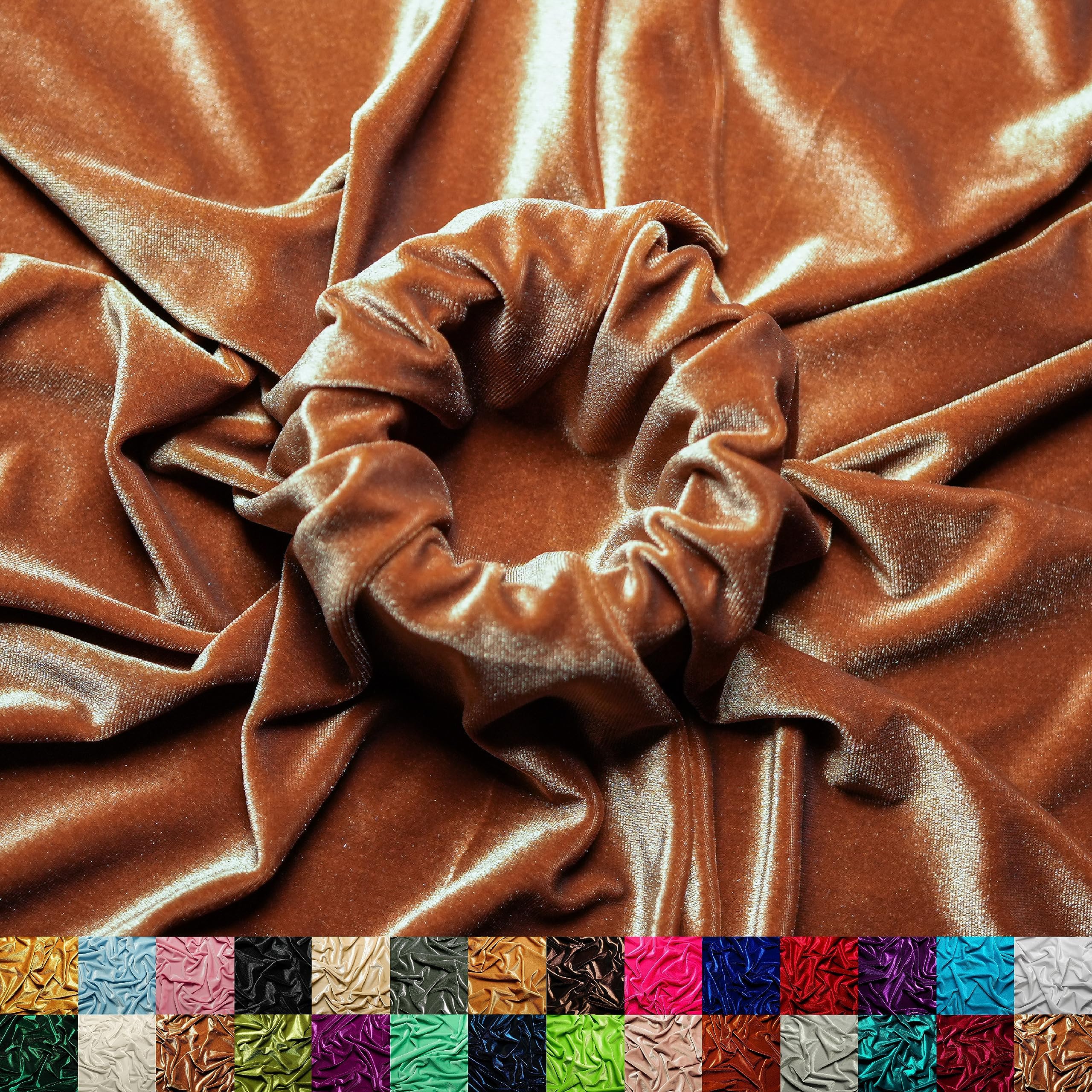 Ice Fabrics Stretch Velvet Fabric by The Yard - 60" Wide Soft Stretchy Fabric for Sewing Clothes, Apparel, Costume, Crafts - 90% Polyester 10% Spandex - Light Brown - 15 Yards