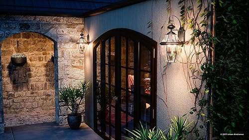 Vista 32 de Urban Ambiance Lámpara de techo colonial de lujo para exteriores, tamaño mediano: 8 pulgadas de alto x 15.25 pulgadas de ancho, con elementos