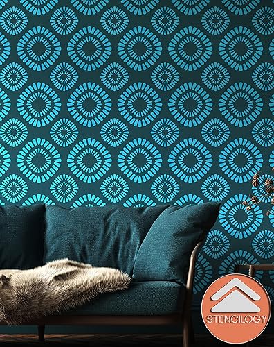 Miniatura 4 de STENCILOGY® / Asi - Plantilla de pared XL de 24 x 38 pulgadas, patrón de plantilla de pared floral grande, plantillas de pared grandes para pintar,