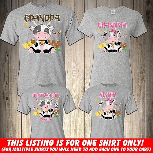 Miniatura 5 de Cow Birthday Girl Shirt, Birthday Girl, Birthday Boy, Matching Cow Family Birthday shirt, Farm Birthday Shirt,Personalized Birthday Shirt