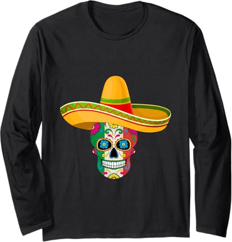 Sugar Mexican Skull sombrero Cinco De Mayo tees