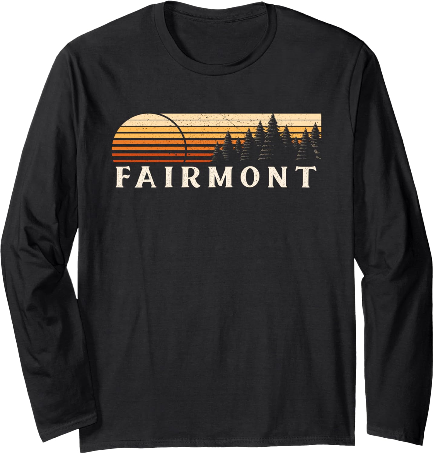 Fairmont, WV Vintage Evergreen Sunset Eighties Retro Long Sleeve T-Shirt